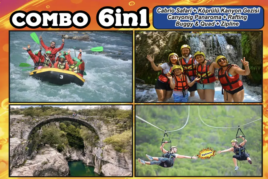 ANTALYA  6-in-1 Adventure: Rafting, Zipline, Buggy Safari & Cabrio Panorama at Köprülü Canyon